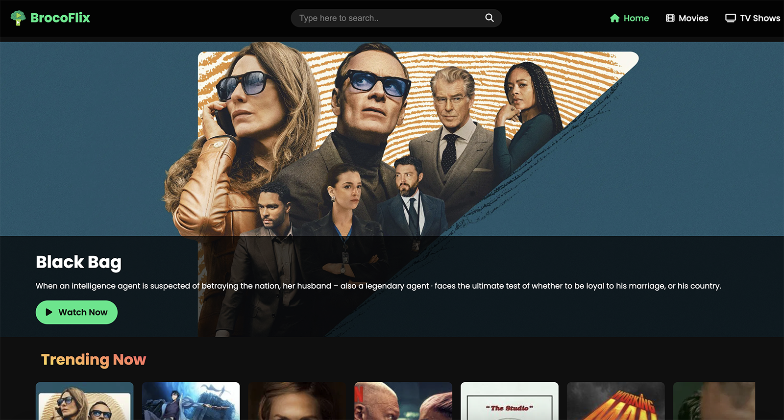 page d'accueil de brocoflix