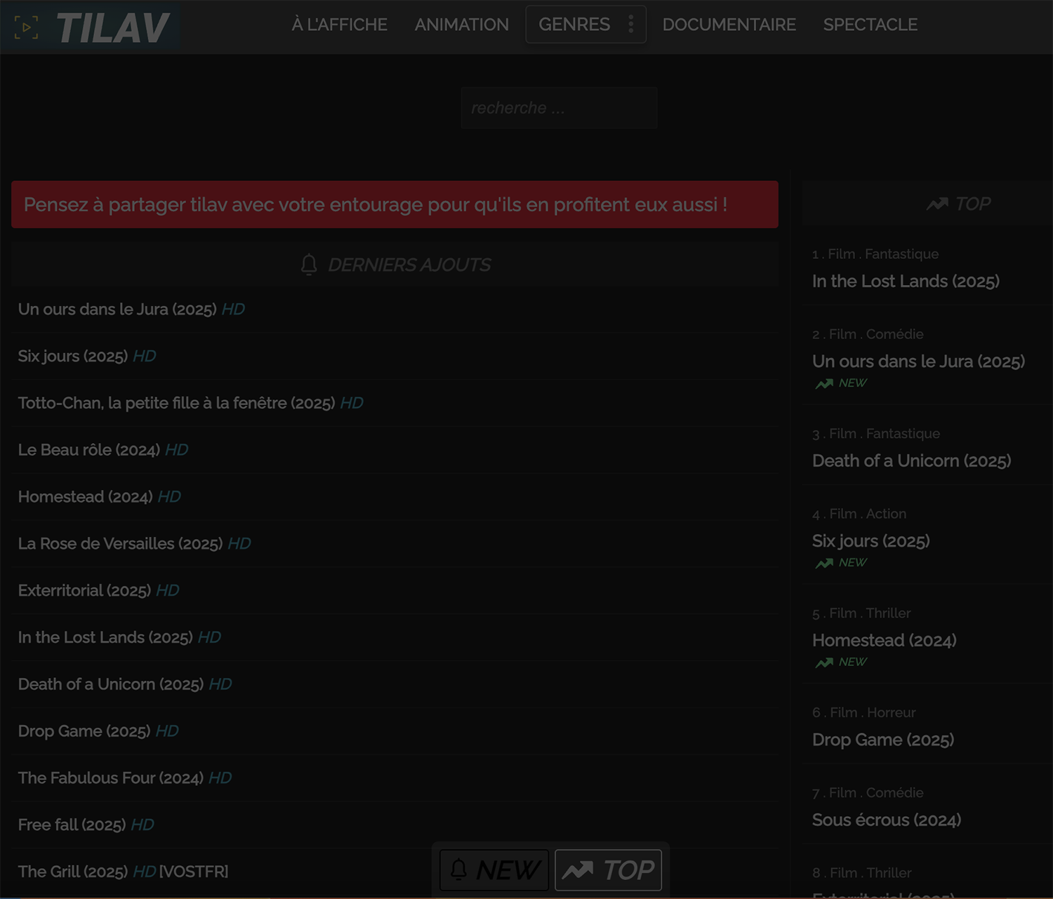 page d'accueil de tilav
