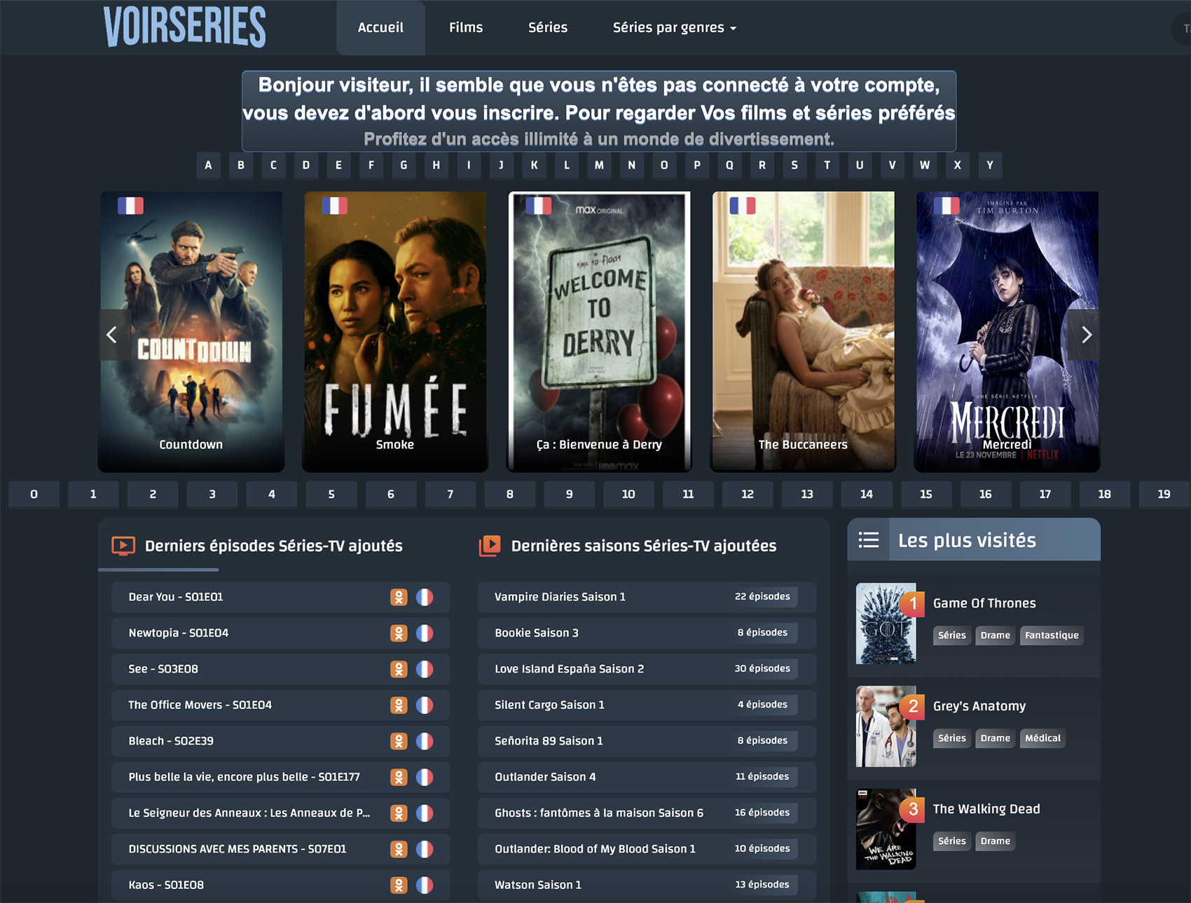 page d'accueil de voirserie