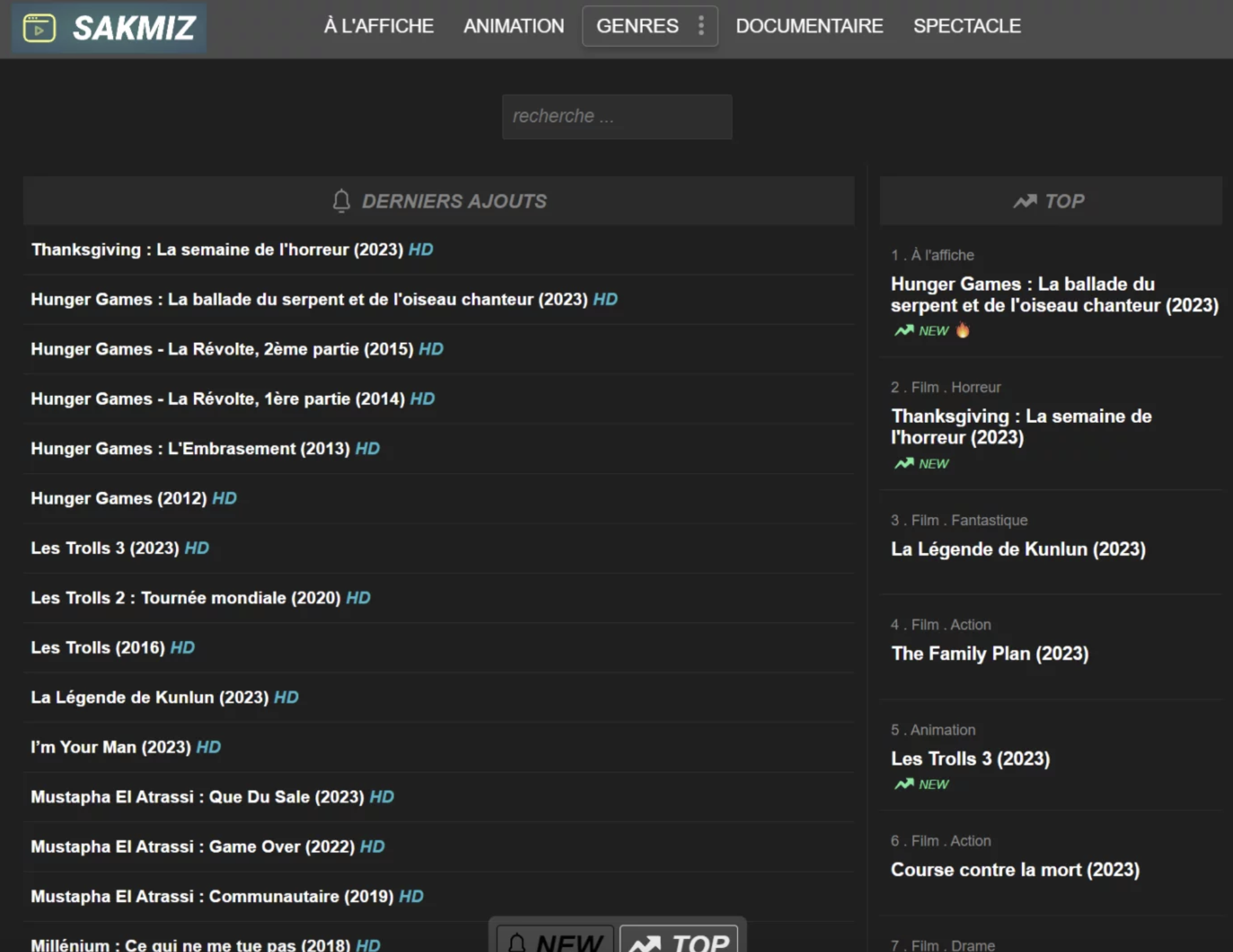 page d'accueil de sakmiz