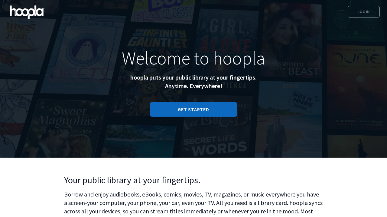 page d'accueil de hoopla
